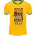 Food Sweet Dreams Beef Funny Chef BBQ Cook Mens White Ringer T-Shirt Gold/Green