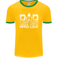 Fathers Day Son Hero Daughter Love Dad Mens Ringer T-Shirt FotL Gold/Green