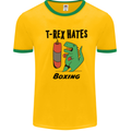 T-Rex Hates Boxing Funny Boxer MMA Sport Mens White Ringer T-Shirt Gold/Green