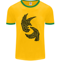 The Viking Raven Symbol Odin Ragnar Tribal Mens Ringer T-Shirt FotL Gold/Green
