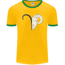 Aries Goat Head Star Sign Mens Ringer T-Shirt FotL Gold/Green