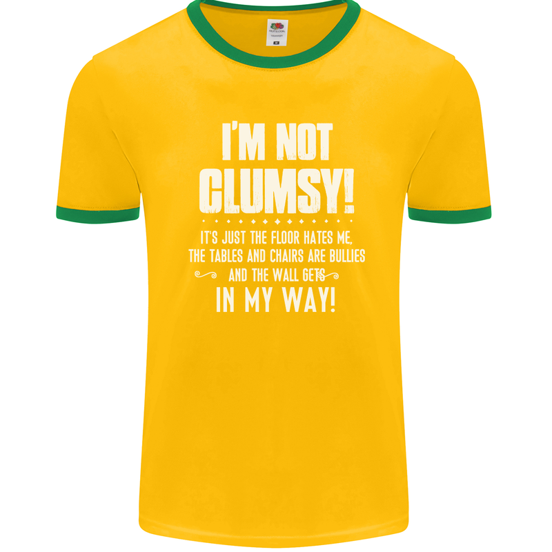 I'm Not Clumsy Funny Slogan Joke Beer Mens Ringer T-Shirt FotL Gold/Green