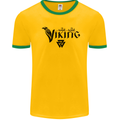 Viking Thor Odin Valhalla Norse Mythology Mens White Ringer T-Shirt Gold/Green