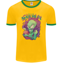 All Mad Here Alien Magic Mushrooms Mens Ringer T-Shirt FotL Gold/Green