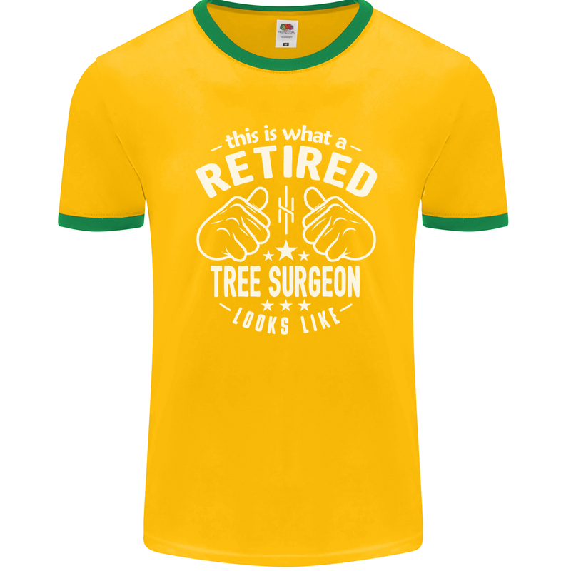 A Retired Tree Surgeon Looks Like Mens Ringer T-Shirt FotL Gold/Green