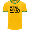 My Chains Set Me Free Cycling Cyclist Bike Mens Ringer T-Shirt FotL Gold/Green