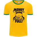 Christmas Movie Shitter's Full Funny Rude Mens White Ringer T-Shirt Gold/Green