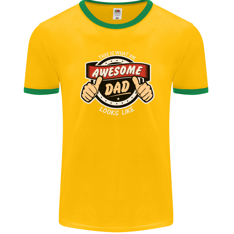 This Is What an Awesome Dad Father's Day Mens Ringer T-Shirt FotL Gold/Green