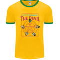 Let's Summon the Devil Ouija Board Demons Mens White Ringer T-Shirt Gold/Green