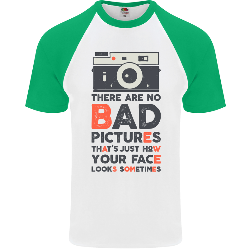 Photography Your Face Funny Photographer Mens S/S Baseball T-Shirt White/Green