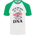 British Beer It's in My DNA Union Jack Flag Mens S/S Baseball T-Shirt White/Green