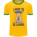 Alien UFO I Want to Be Leaving Mens Ringer T-Shirt FotL Gold/Green