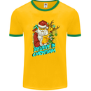 Believe in Christmas Funny Santa Xmas Mens Ringer T-Shirt FotL Gold/Green