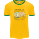 Funny Kiwi Fruit Bird Disection Mens White Ringer T-Shirt Gold/Green