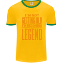 I'm Not Old I'm a Legend Funny Birthday Mens White Ringer T-Shirt Gold/Green