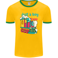 Just a Boy Who Loves Trains Spotter Engine Mens Ringer T-Shirt FotL Gold/Green