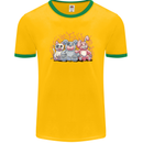 Zombie Cat Rabbit Bear Halloween Gothic Mens Ringer T-Shirt FotL Gold/Green