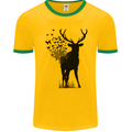 Abstract Butterfly Deer Ecology Environment Mens Ringer T-Shirt FotL Gold/Green