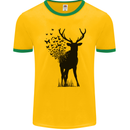 Abstract Butterfly Deer Ecology Environment Mens Ringer T-Shirt FotL Gold/Green