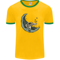 Cryptocurrency Mining the Moon Mens White Ringer T-Shirt Gold/Green