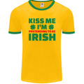 Kiss Me I'm Pretending to Be Irish Mens Ringer T-Shirt FotL Gold/Green