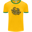 Valknut Symbol With Ravens Vikings Mens Ringer T-Shirt FotL Gold/Green