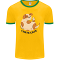 Dog I Hate Cats Funny Mens Ringer T-Shirt FotL Gold/Green