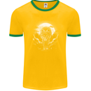Lone Wolf In the Moonlight Mens Ringer T-Shirt FotL Gold/Green