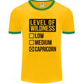 Levels of Wildness Capricorn Mens White Ringer T-Shirt Gold/Green