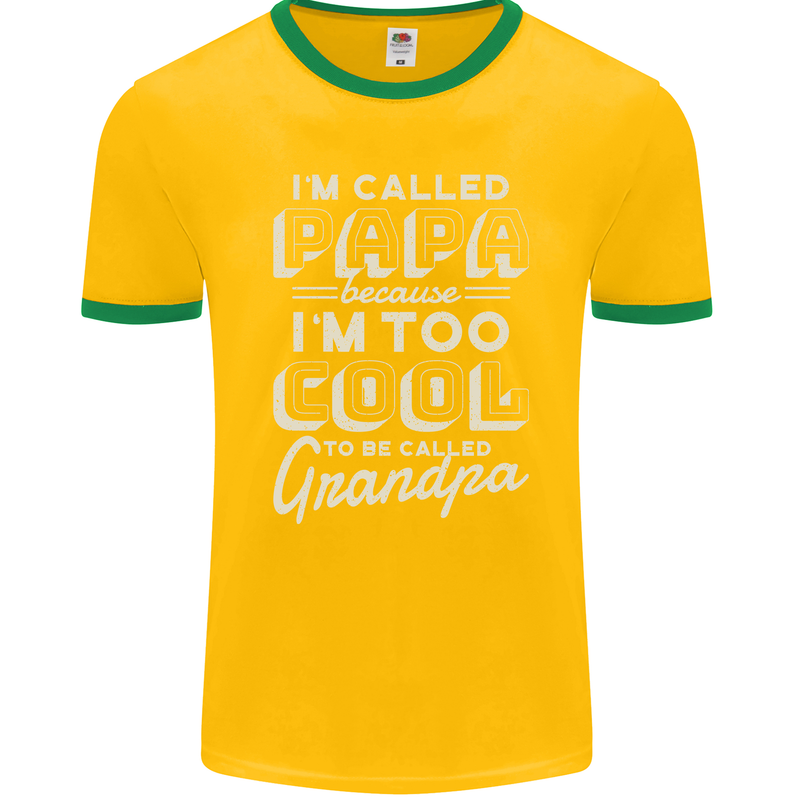 I'm Called Papa Grandparents Day Mens Ringer T-Shirt FotL Gold/Green