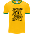 Get up Stand up Reggae Music Mens White Ringer T-Shirt Gold/Green