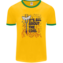 Its All About the Coal Funny BBQ Grill Mens Ringer T-Shirt FotL Gold/Green