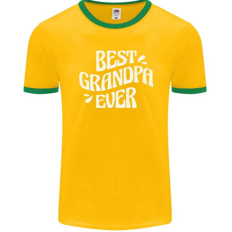 Best Grandpa Ever Grandparents Day Mens Ringer T-Shirt FotL Gold/Green