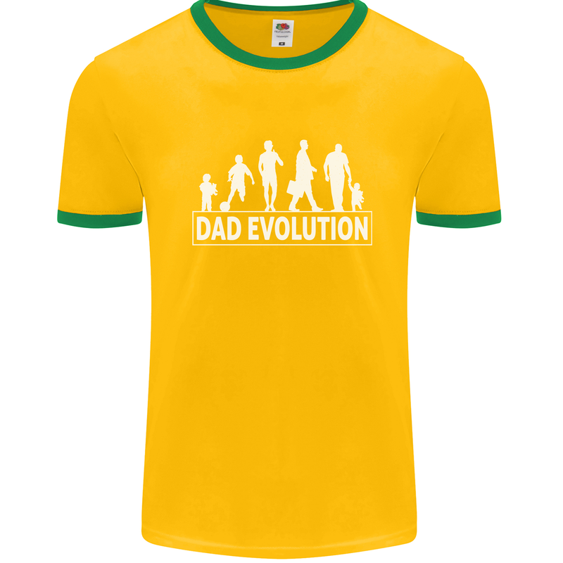 Dad Evolution Fathers Day Mens Ringer T-Shirt FotL Gold/Green