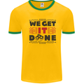 We Get It Done Funny Tecky  IT Professional Mens White Ringer T-Shirt Gold/Green