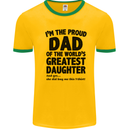 Dad of the Greatest Daughter Fathers Day Mens White Ringer T-Shirt Gold/Green