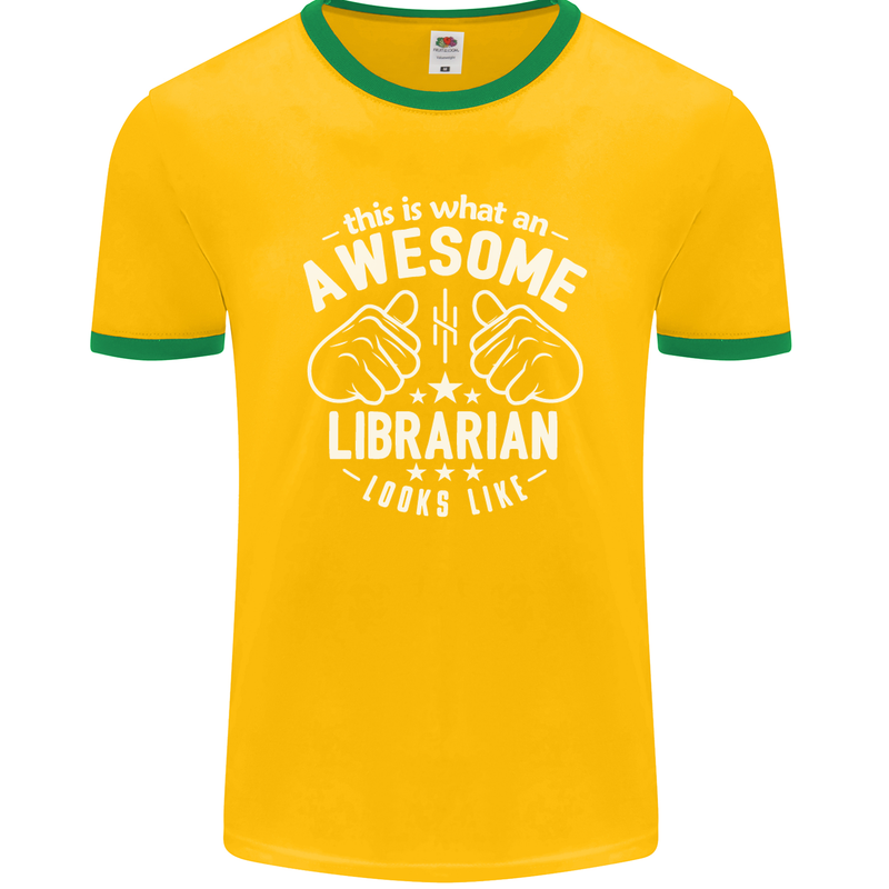 An Awesome Librarian Looks Like Mens Ringer T-Shirt FotL Gold/Green