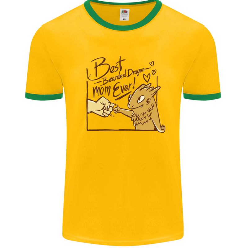 Best Bearded Dragon Mom Ever Mens Ringer T-Shirt Gold/Green