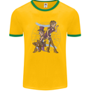 Gemini Star Sign Astrological Zodiac Mens Ringer T-Shirt Gold/Green