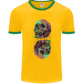 Synthesize Skulls Mens White Ringer T-Shirt Gold/Green