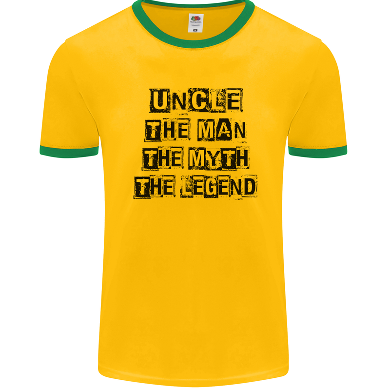 Uncle the Man the Myth the Legend Mens Ringer T-Shirt FotL Gold/Green