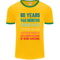 80th Birthday 80 Year Old Mens Ringer T-Shirt FotL Gold/Green
