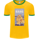 Pull Up Funny Cat Gym Training Mens Ringer T-Shirt FotL Gold/Green