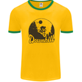 Downhill Mountain Biking Cycling MTB Bike Mens Ringer T-Shirt Gold/Green