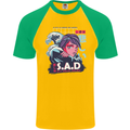 Music Vaporwave Anime Girl Emo SAD Mens S/S Baseball T-Shirt Gold/Green