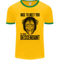 Chimp Evolved Dessendant Funny Monkey Ape Mens Ringer T-Shirt FotL Gold/Green
