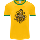 Steampunk Octopus Scuba Diving Cthulhu Mens Ringer T-Shirt Gold/Green
