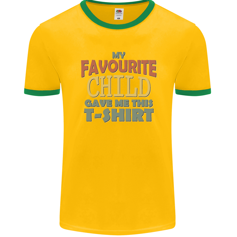 My Favourite Child Gave Me This Fathers Day Mens Ringer T-Shirt FotL Gold/Green