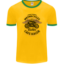 Biker Custom Cafe Racer Motorbike Mens Ringer T-Shirt FotL Gold/Green