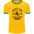 Mick's Gym Boxing Boxer Movie Mens White Ringer T-Shirt Gold/Green